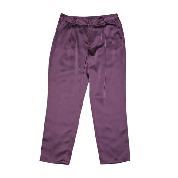 Paige Womens Maroon Kodie Crop Satin Trouser Pants Size 10 Office Holiday Classy - Picture 1 of 14